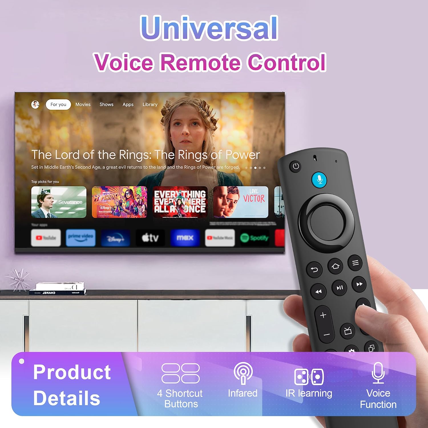 Detalle 2 de Replacement Voice Stick Remote for Insignia Smart TV Sticks and Cubes