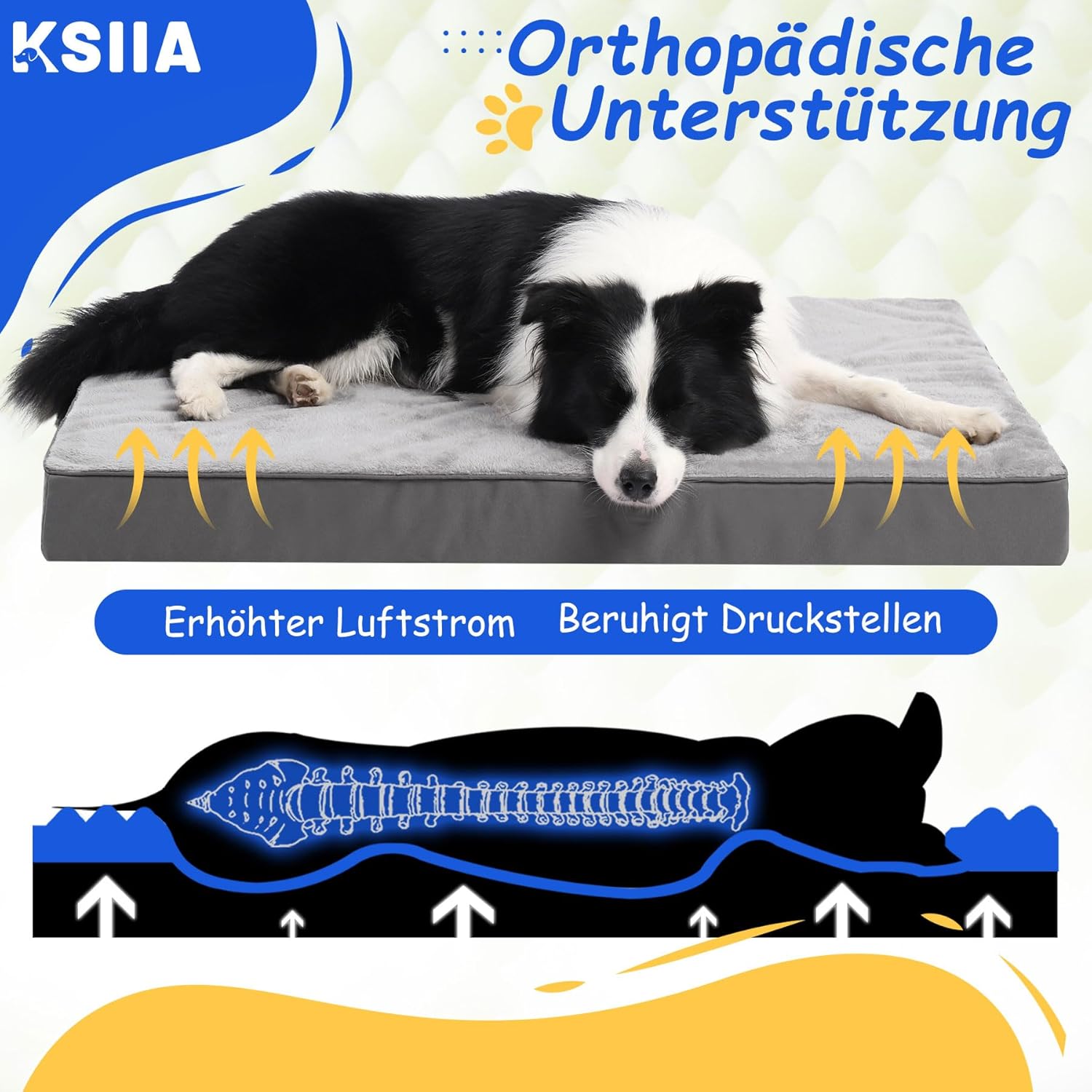 Thumbnail 1 de Orthopädisches Hundebett KSIIA für große Hunde (XXL), waschbar 120x75x9 cm in Dunkelgrau