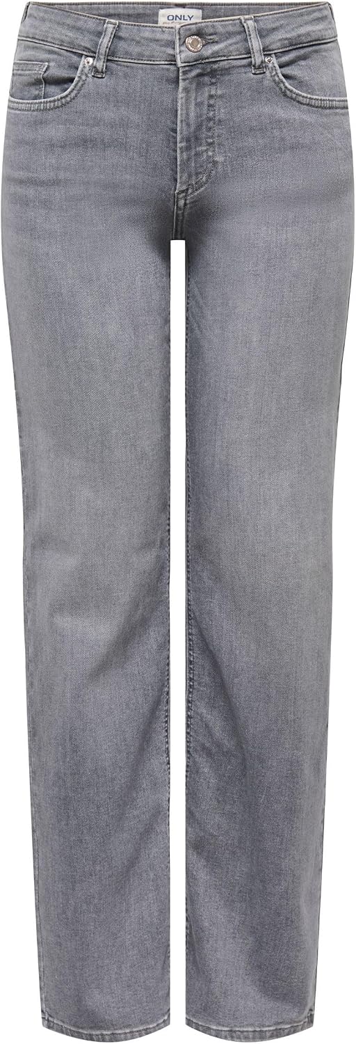 Detalle de ONLY Female Straight-Fit Jeans ONLBLUSH mit mittlerer Taille – gerade geschnittene Denim-Jeans für den Alltag
