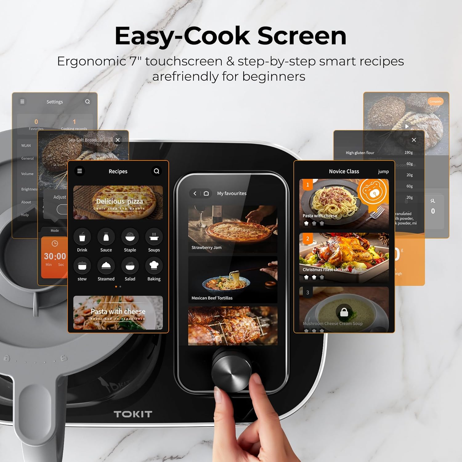 Thumbnail 5 de TOKIT C2 AI Omni Cook Robot – automated cooking food processor with 7-inch touchscreen and 21 cooking functions