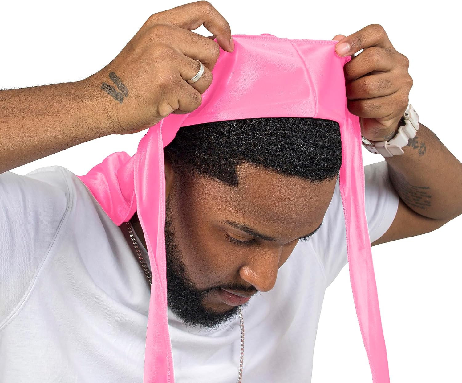 Detalle de ForceWave 4PCS Silky Durags with Wave Cap, Satin Fabric and Long Tails