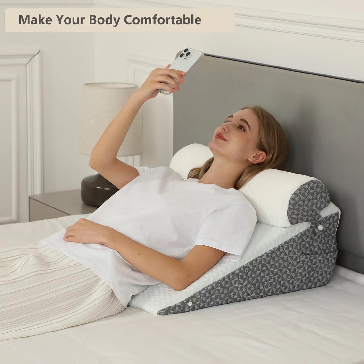 Thumbnail 4 de JORNH 3pcs Wedge Pillow Support Cushion: Memory Foam Incline Bed Wedge for GERD, Snoring, Back and Leg Pain