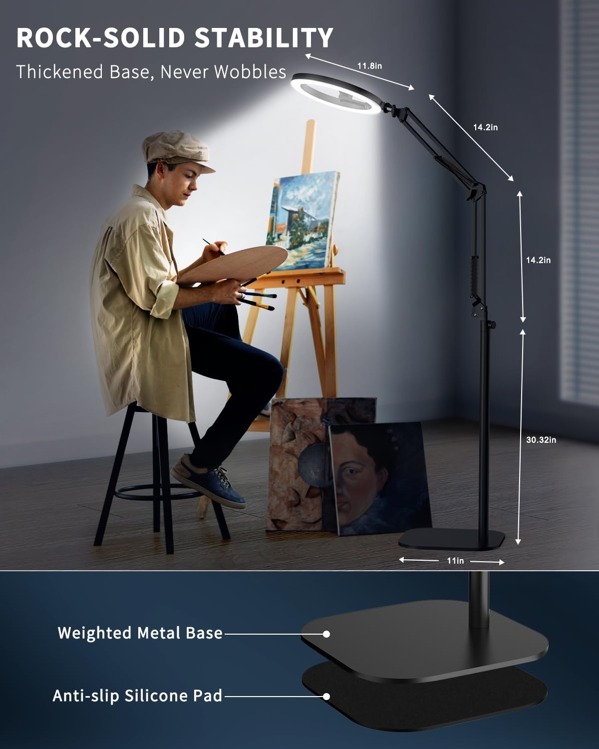 Thumbnail 3 de 10" Ring Light Tripod 70" Adjustable Phone Stand