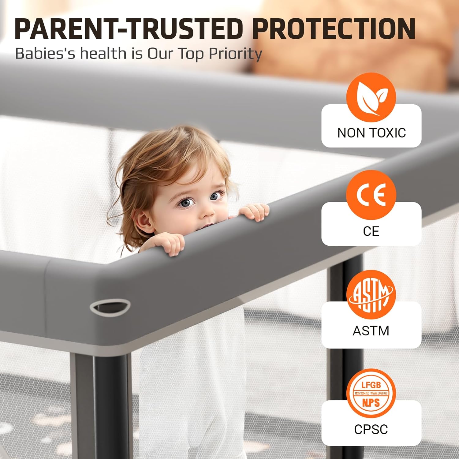 Thumbnail 1 de SPRX 50" x 50" Foldable Baby Playpen with Mat, Travel Bag and 50 Ocean Balls