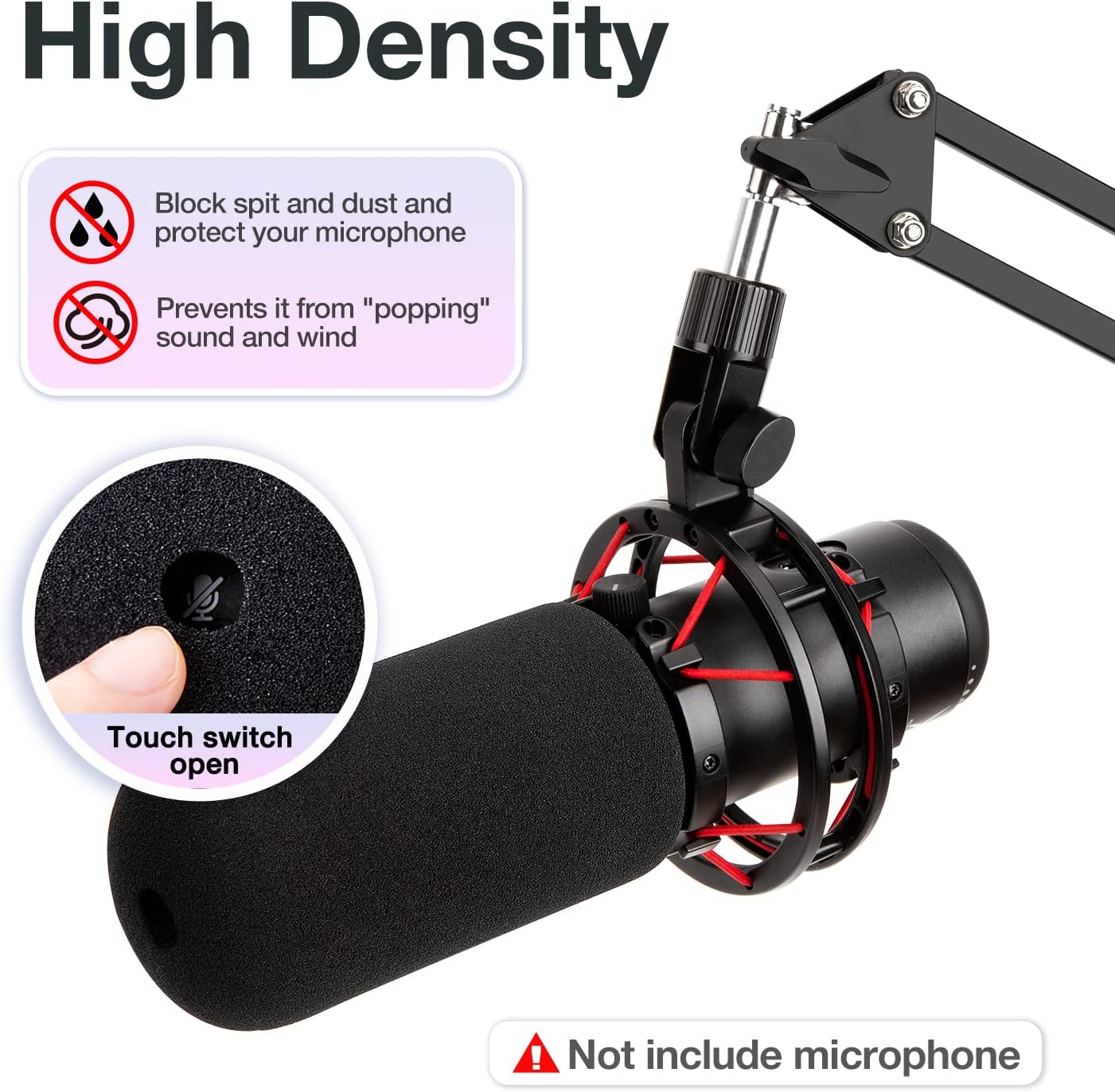 Detalle de SUNMON HyperX QuadCast Pop Filter and Mount Adapter with Reusable Foam Cover