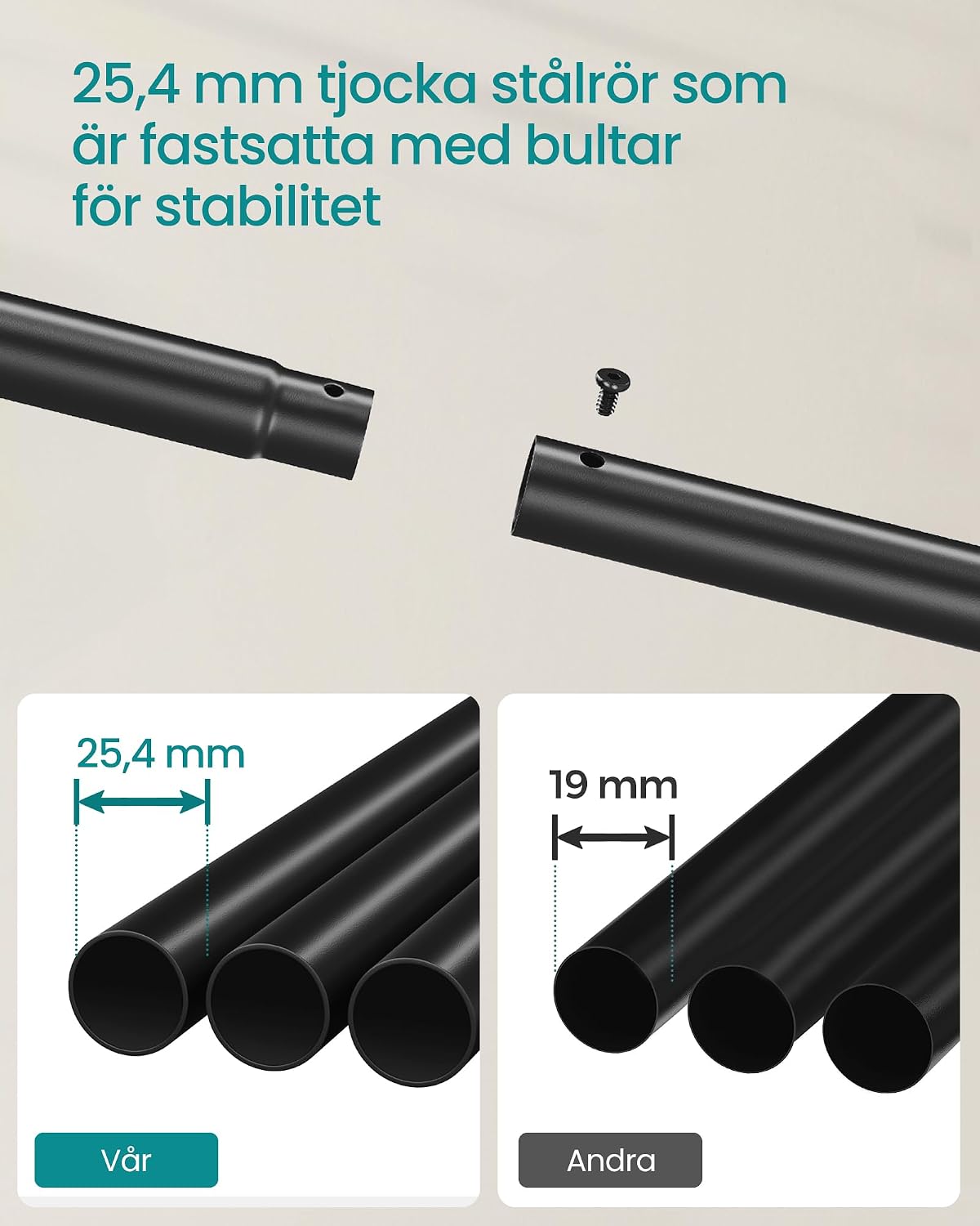 Thumbnail 6 de SONGMICS HSR107B01 klädställ på hjul med två stänger och hylla, 103,5 cm