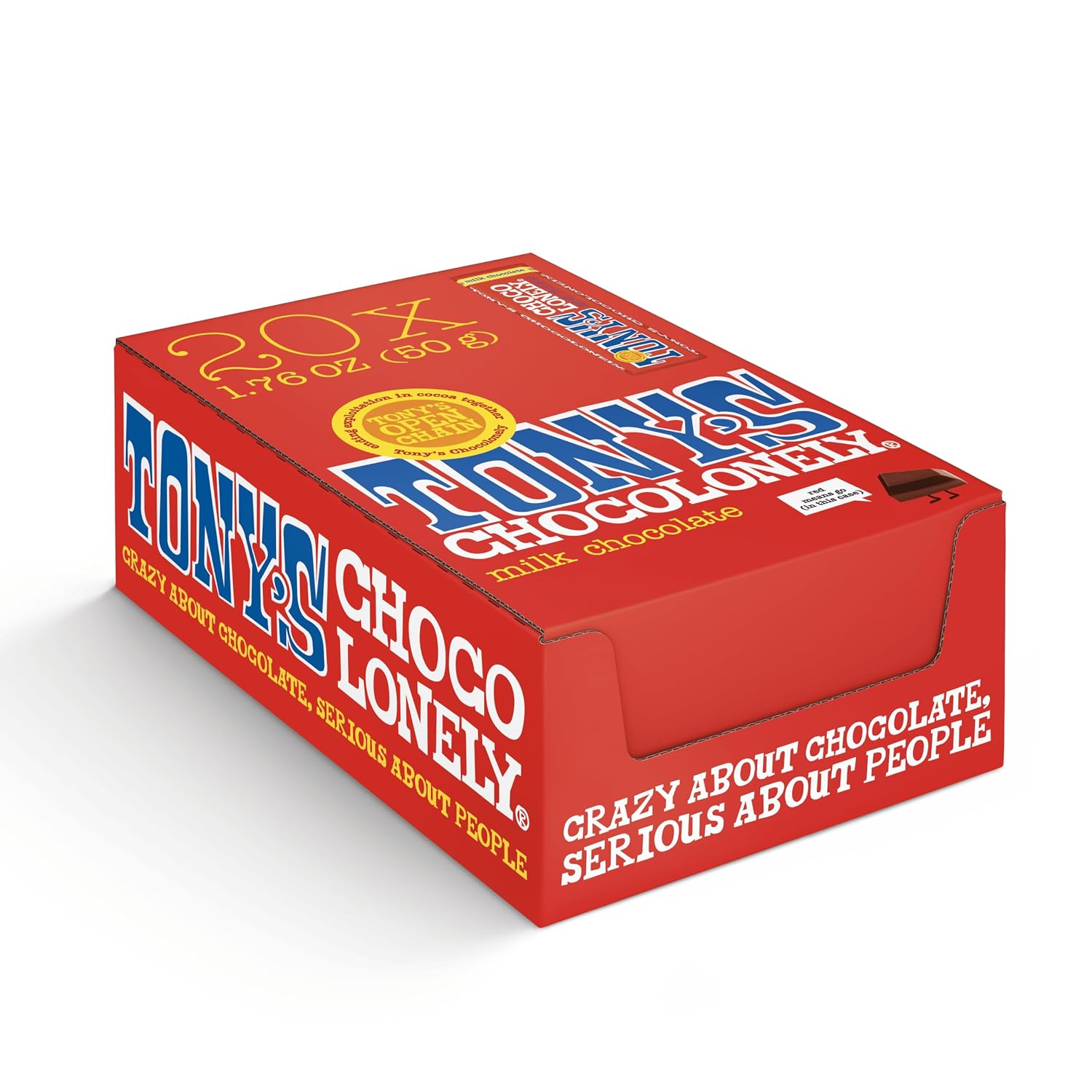 Detalle de Tony's Chocolonely Belgian Milk Chocolate Bars, 32% Cacao, 20 Bars
