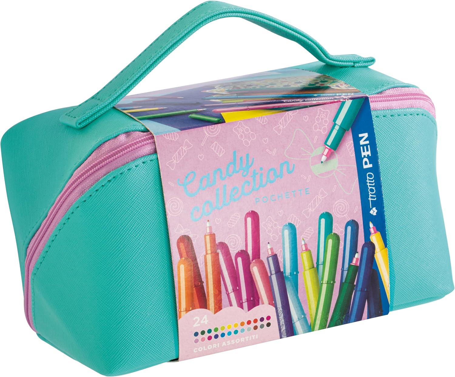 Detalle de Tratto PEN Candy Collection trousse 24 pz: edizione Candy World, 2 misure colorate e riutilizzabili