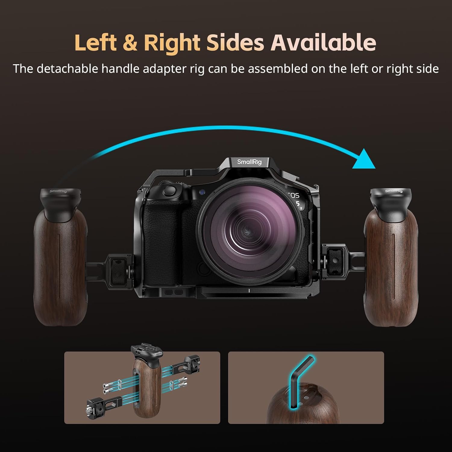 Thumbnail 2 de SmallRig Wooden Side Handle for Camera Cages (5238) – Left or Right Hand Ergonomic Grip