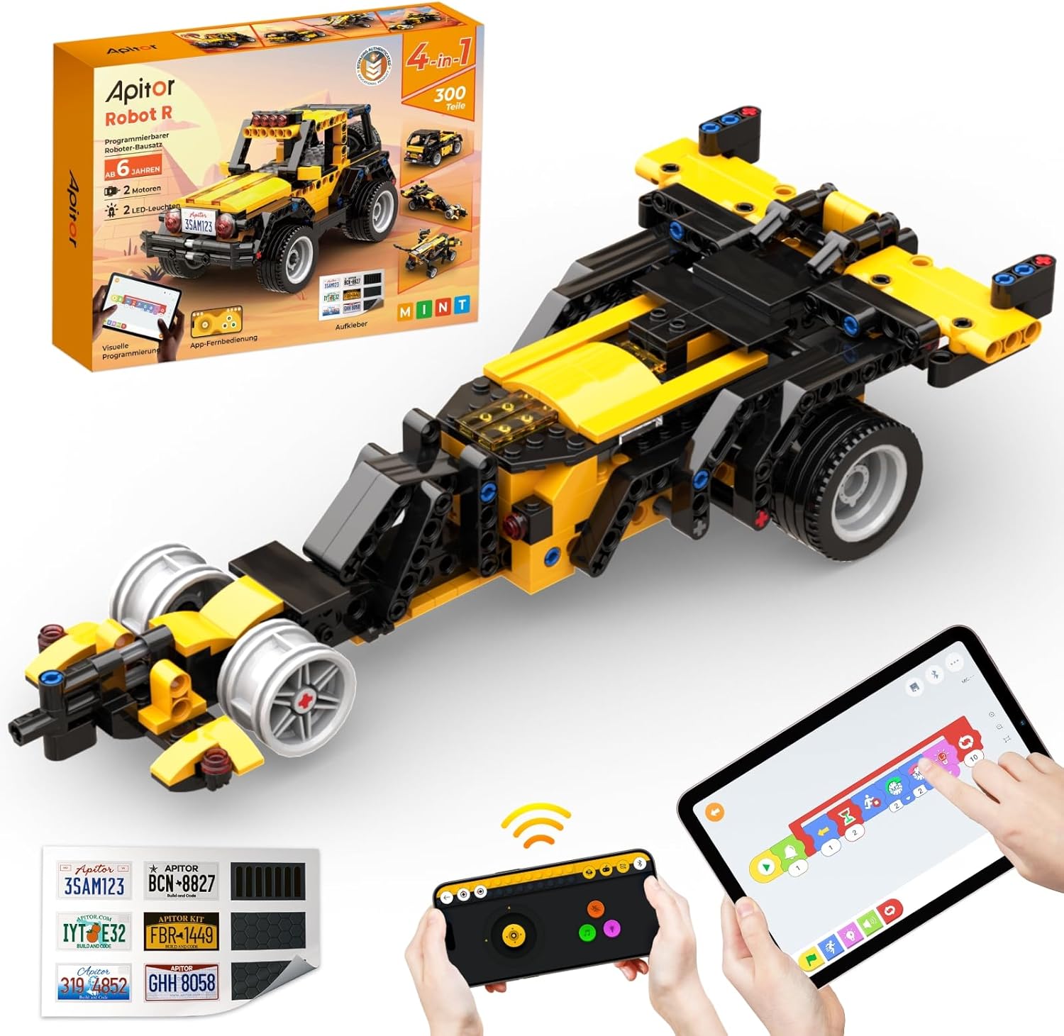 Detalle 2 de Apitor Robot R – 4-in-1 Bau- und Programmierroboter für Kinder (6–12), App-gesteuerter Off-Roader mit 300 Bausteinen