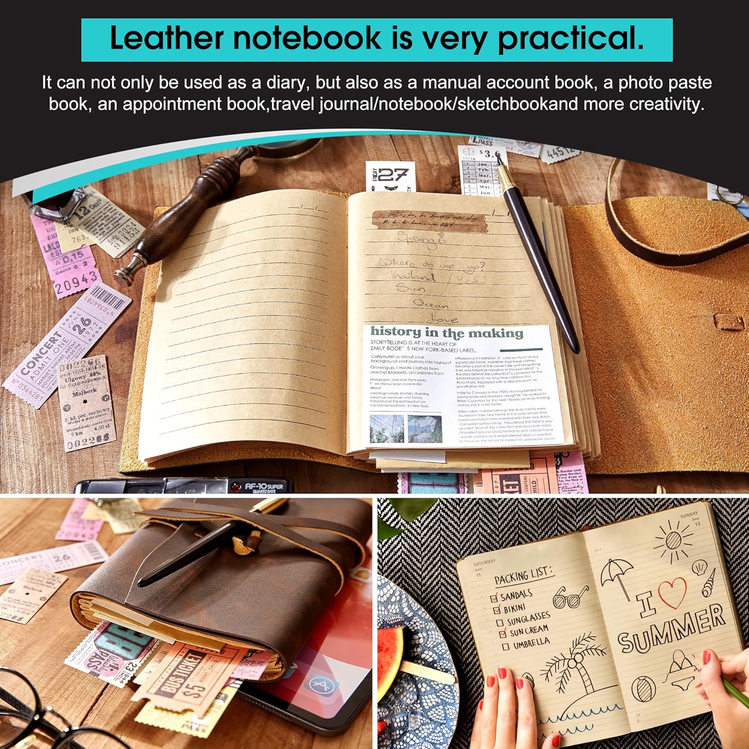 Detalle de RILIHO Leather Journal 8 x 10 Inches