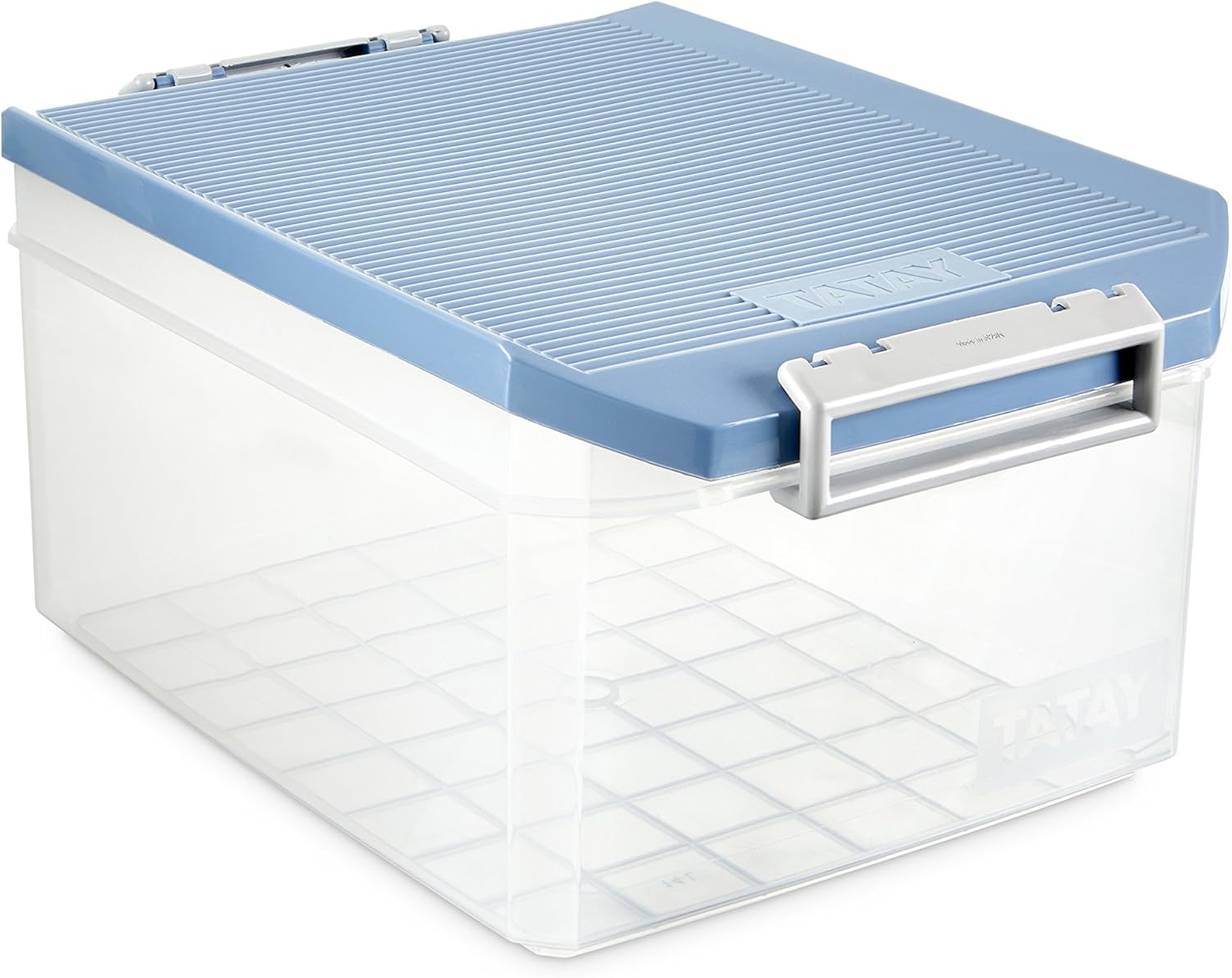 TATAY Boîte de rangement avec couvercle 14 L Classic (27 x 39 x 19 cm) bleue, empilable et multiusage