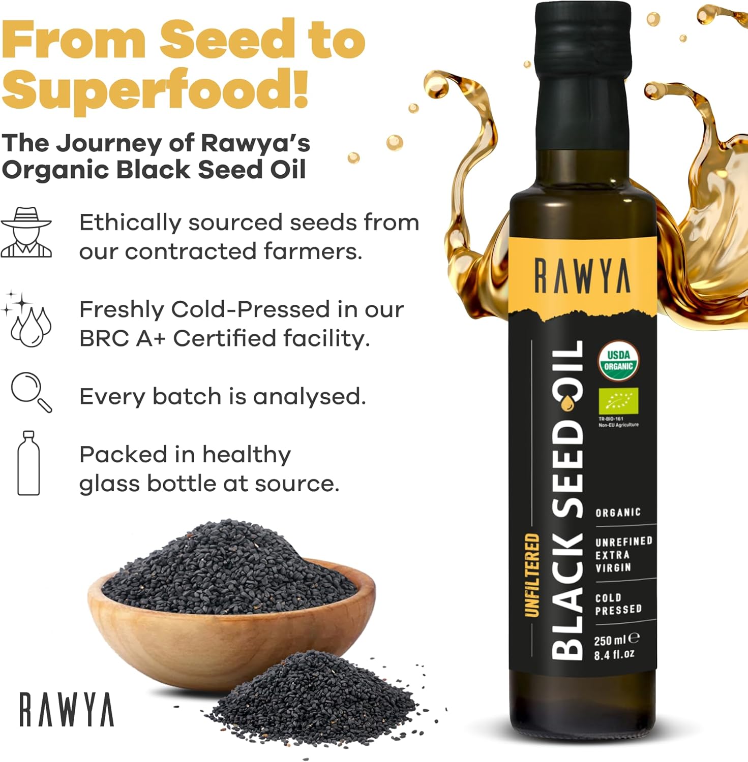 Thumbnail 3 de RAWYA Organic Black Seed Oil 250ml