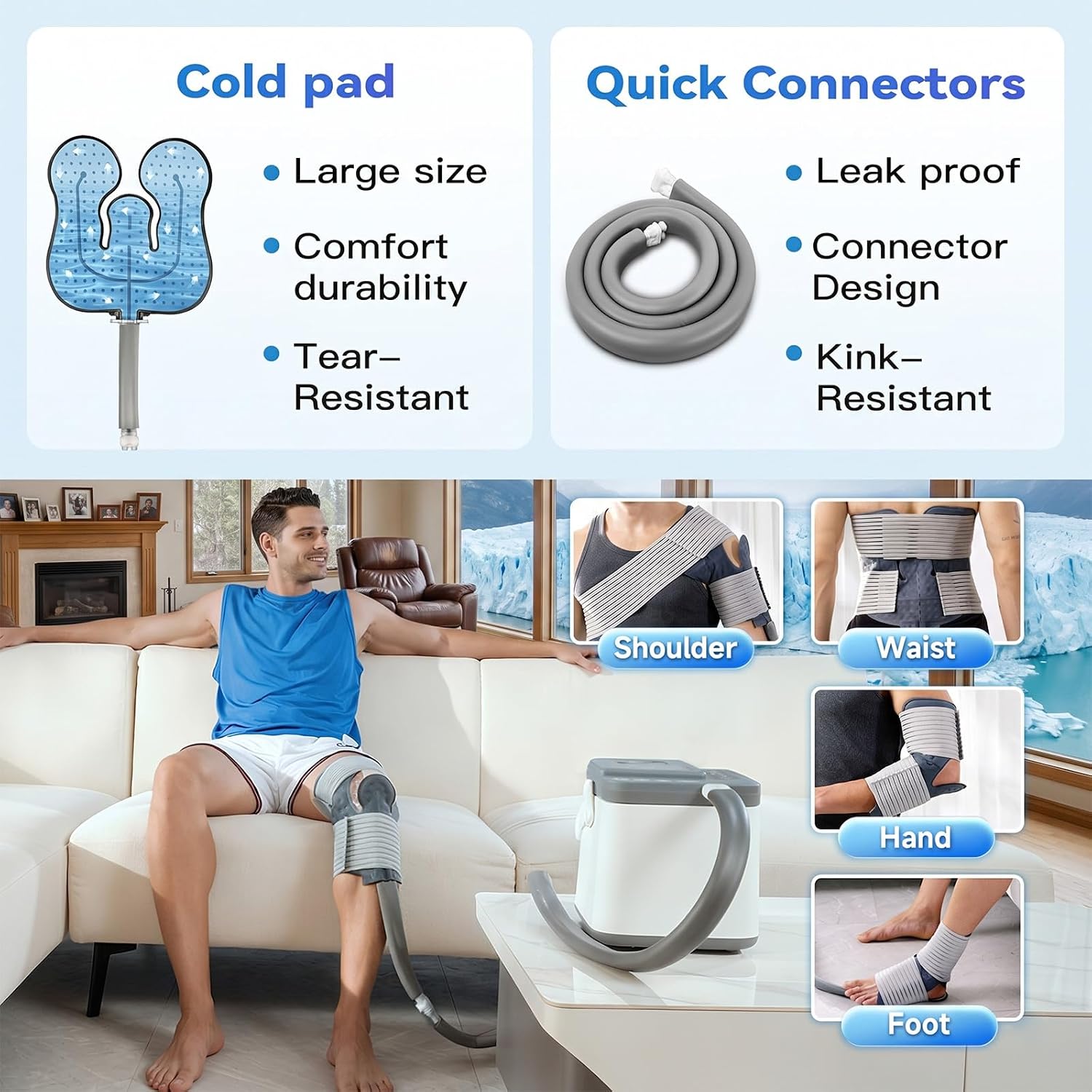 Detalle de WTBFX Cold Therapy Machine with 2.4G Remote, Adjustable Flow and Timer