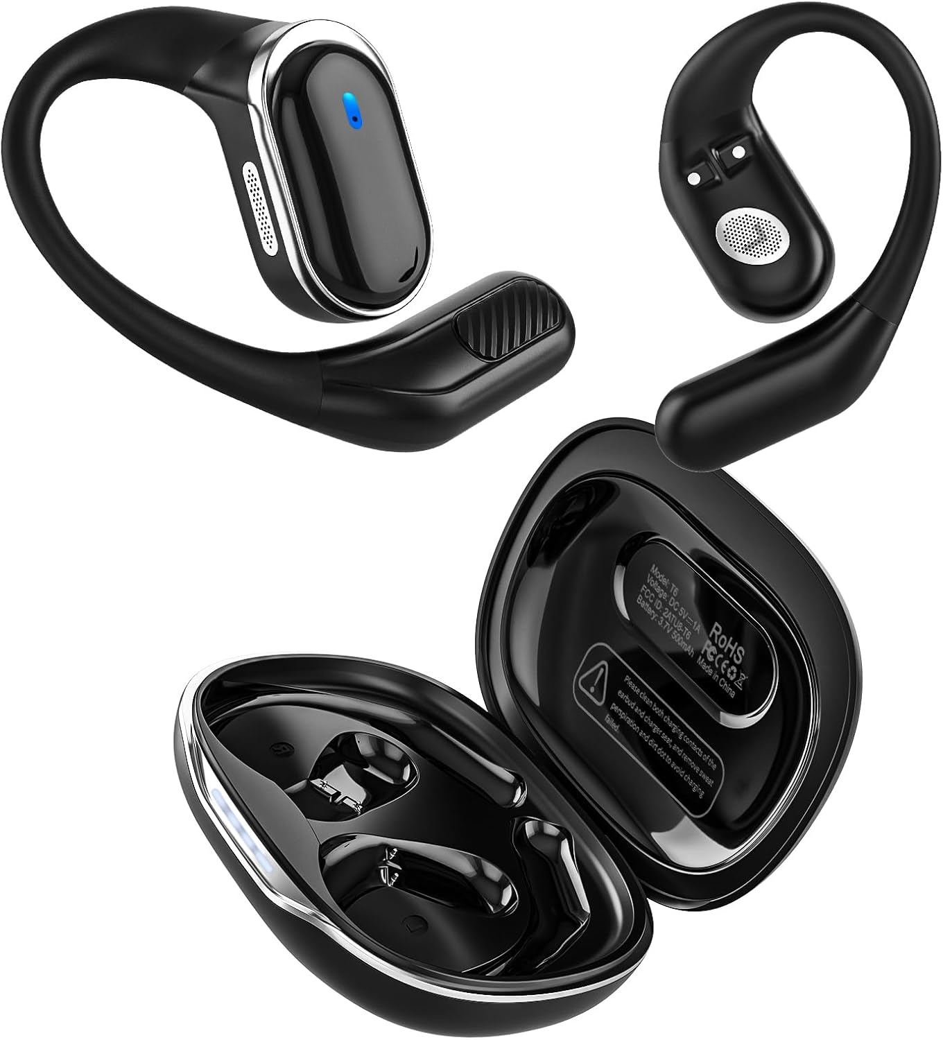 Detalle de TRAUSI Open Ear Wireless Headphones: 50H Playtime, IPX7, Bluetooth 5.4