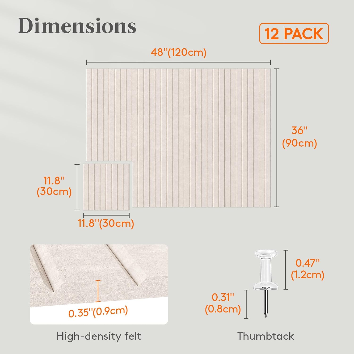 Detalle de Lifewit Filz Pinnwand 120 x 90 cm selbstklebend (12er-Set) inkl. 50 Pinnnadeln – beige Vision Board