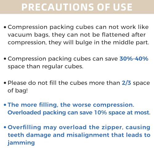 Thumbnail 7 de BAGAIL Compression Packing Cubes 4/6/8 Set - Expandable, Half Mesh, Durable 320D Fabric