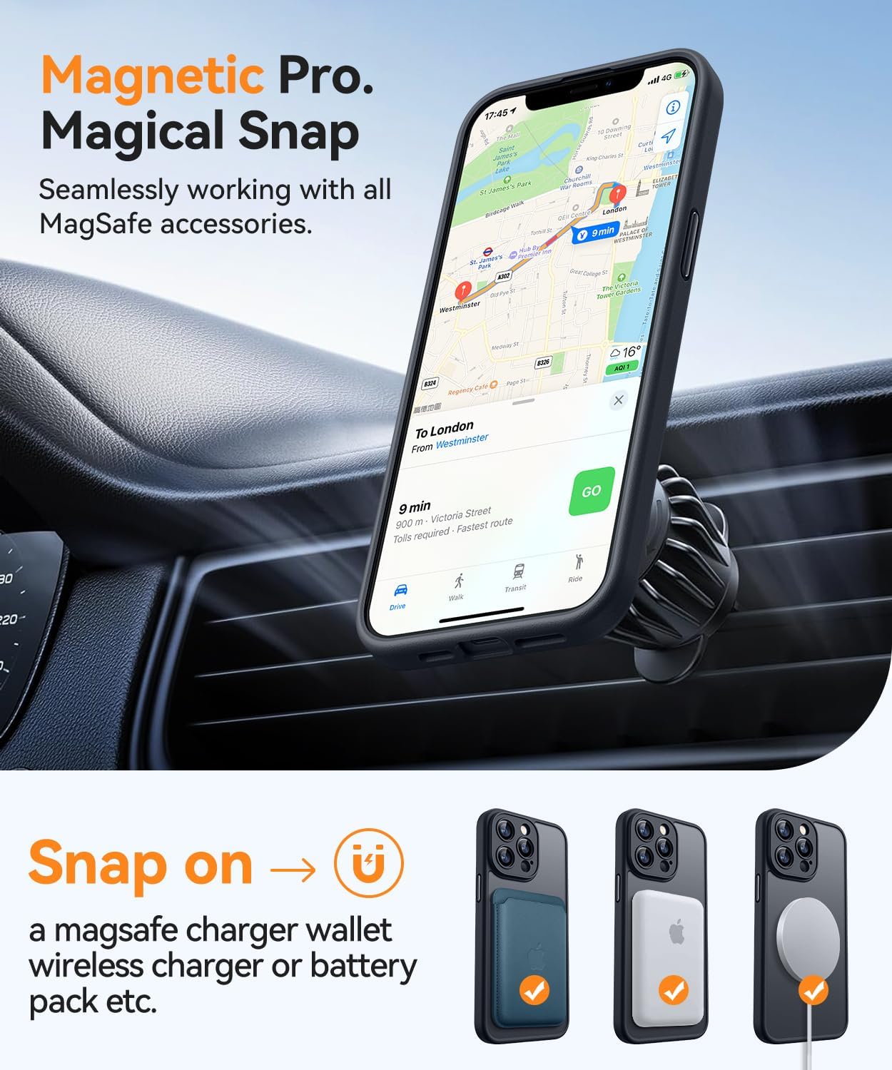 Thumbnail 3 de CANSHN Magnetic Case for iPhone 13 Pro Max (6.7”) with Full Camera Protection – Black, Translucent Matte