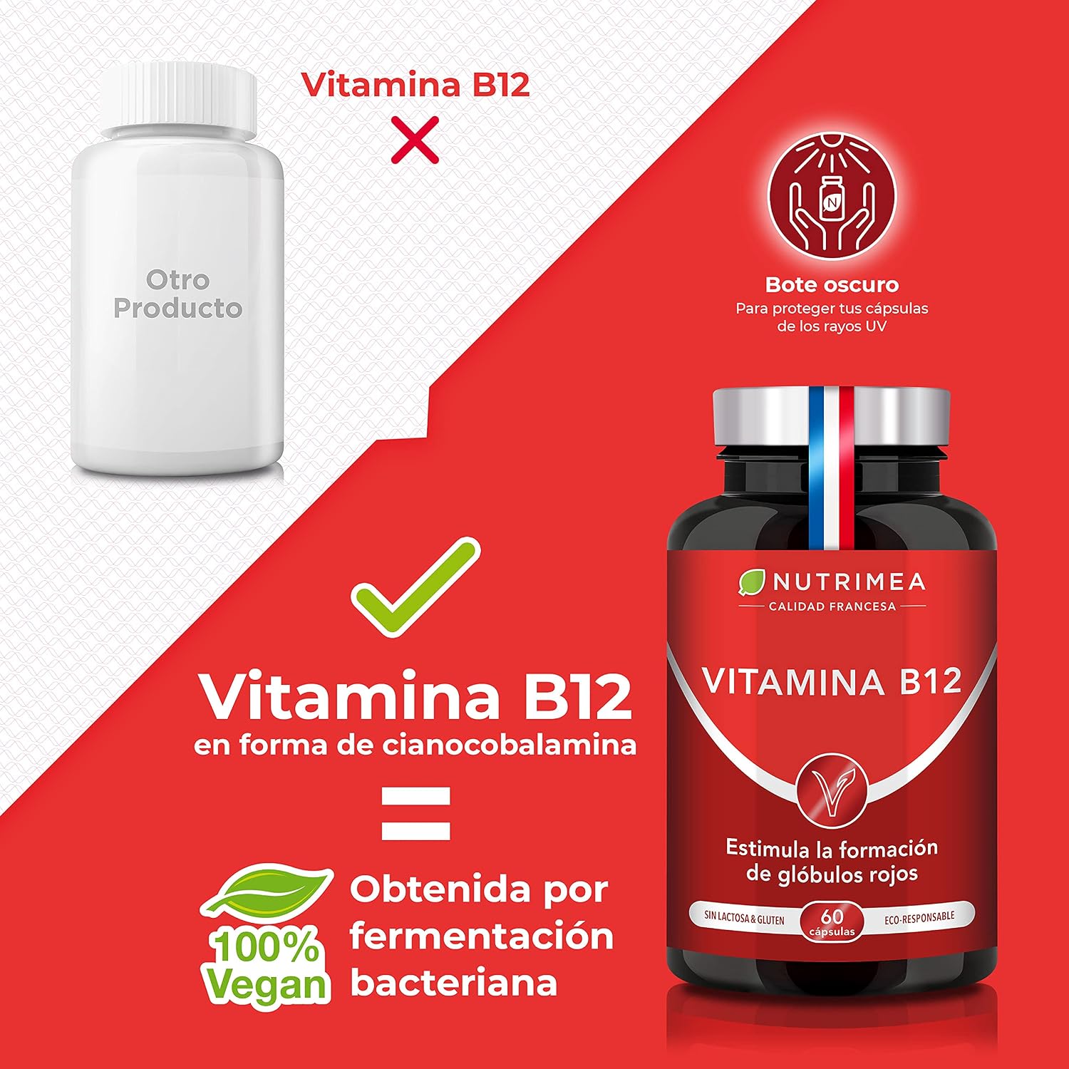 Detalle de Vitamina B12 1000 mcg Vegano cianocobalamina