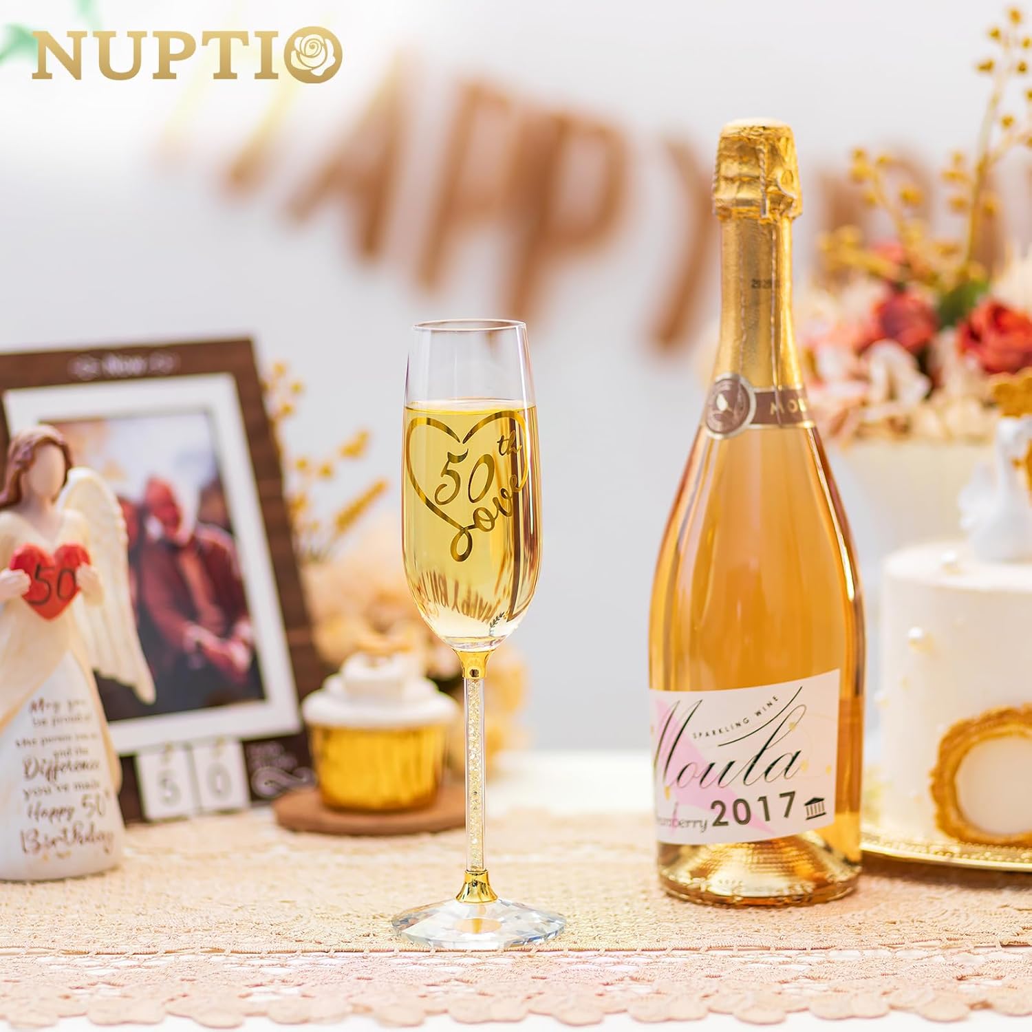 Thumbnail 1 de NUPTIO 50th birthday champagne flute gift 200ml