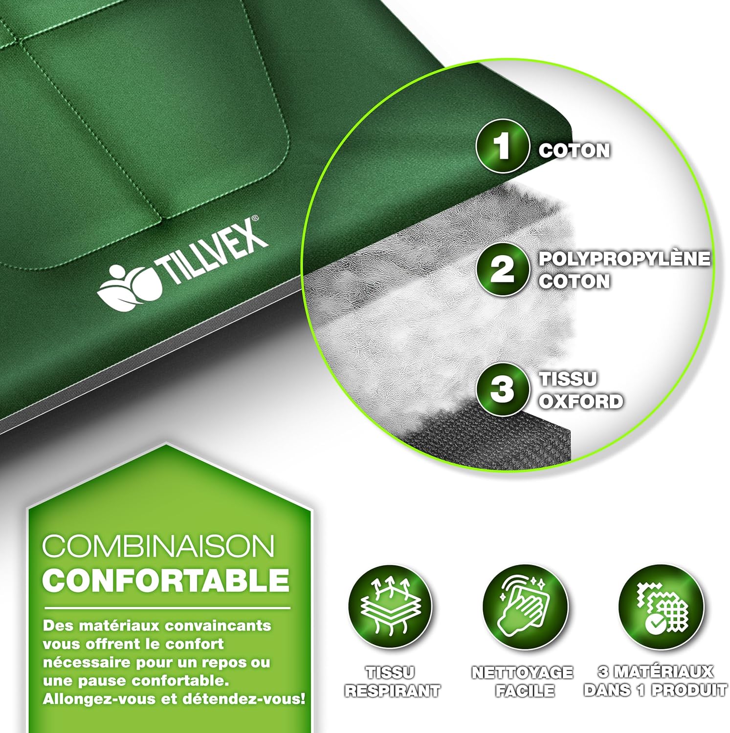 Detalle 2 de tillvex Lit de camping pliable 200 kg