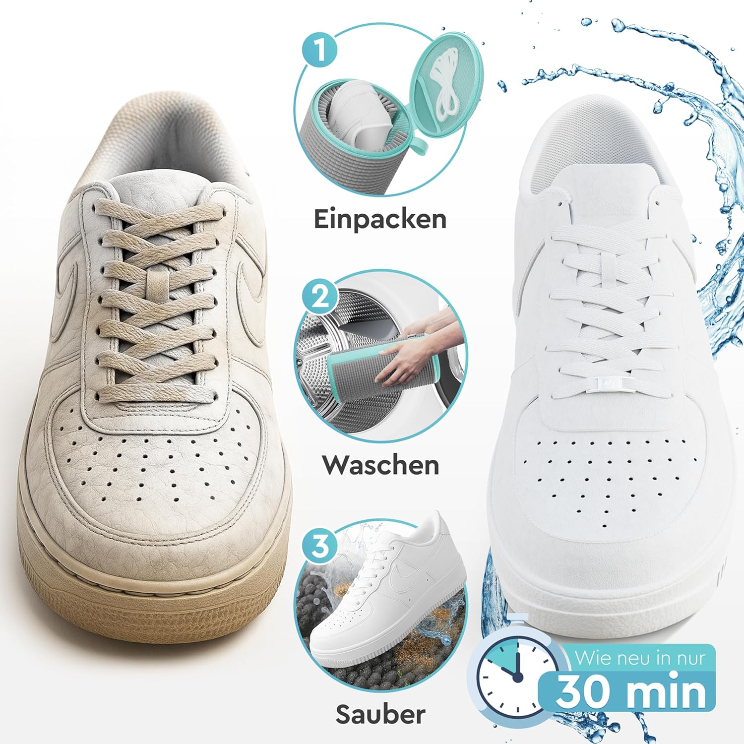 Detalle de Schuhwaschbeutel für die Waschmaschine (2er-Set) – Wäschesack für Sneaker & Sportschuhe