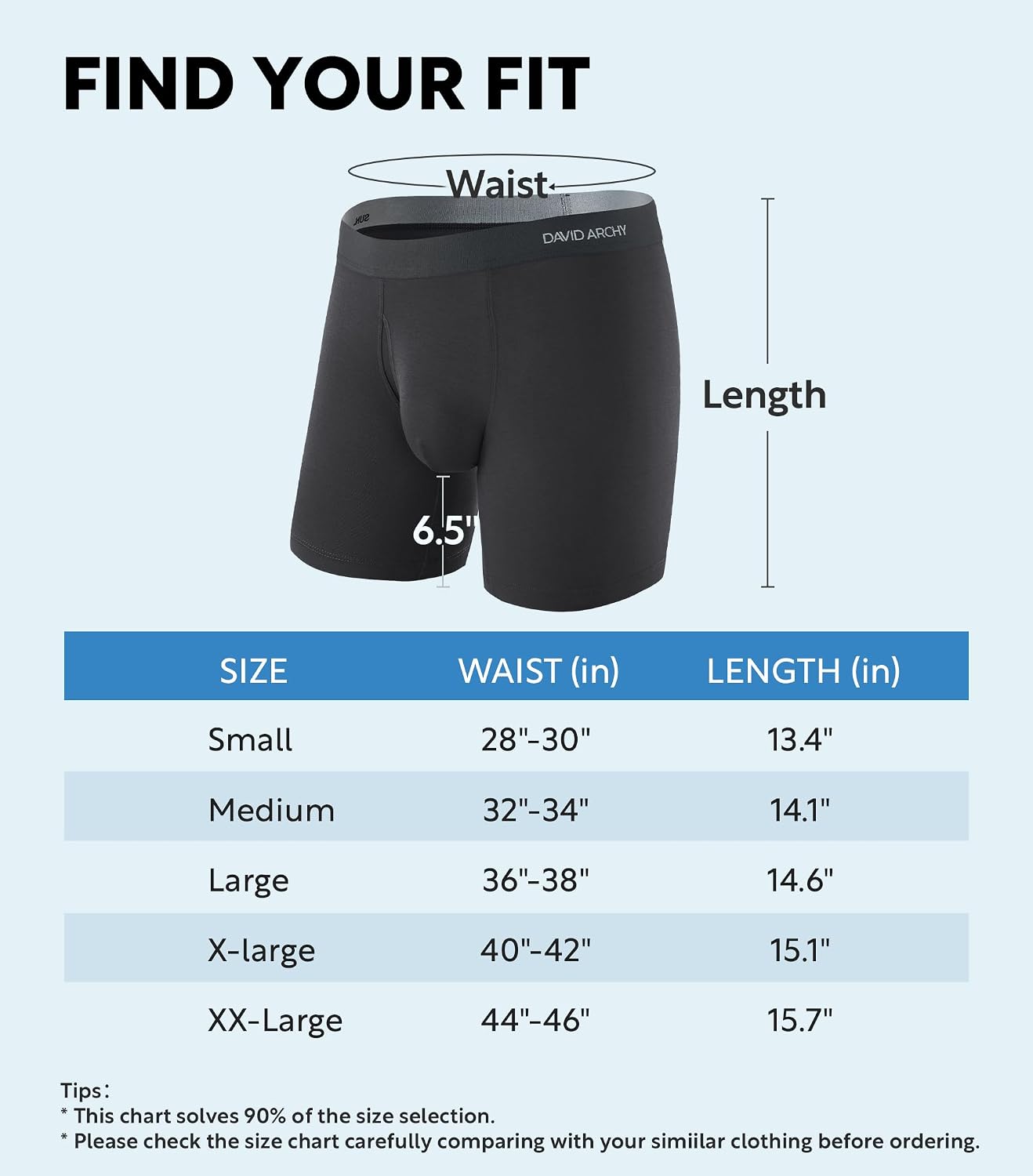 Detalle 2 de DAVID ARCHY Bamboo Rayon Boxer Briefs, Anti-Chafing, Cool Feel, 7-Pack