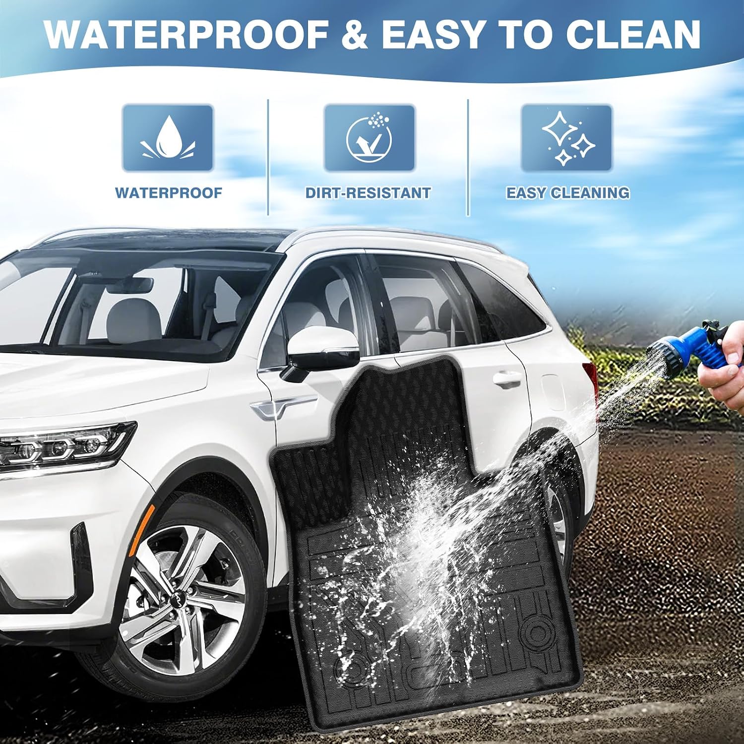 Thumbnail 6 de FIILINES Kia Sorento Floor Mats, 3D TPE All-Weather Liners, Black, 2021–2026