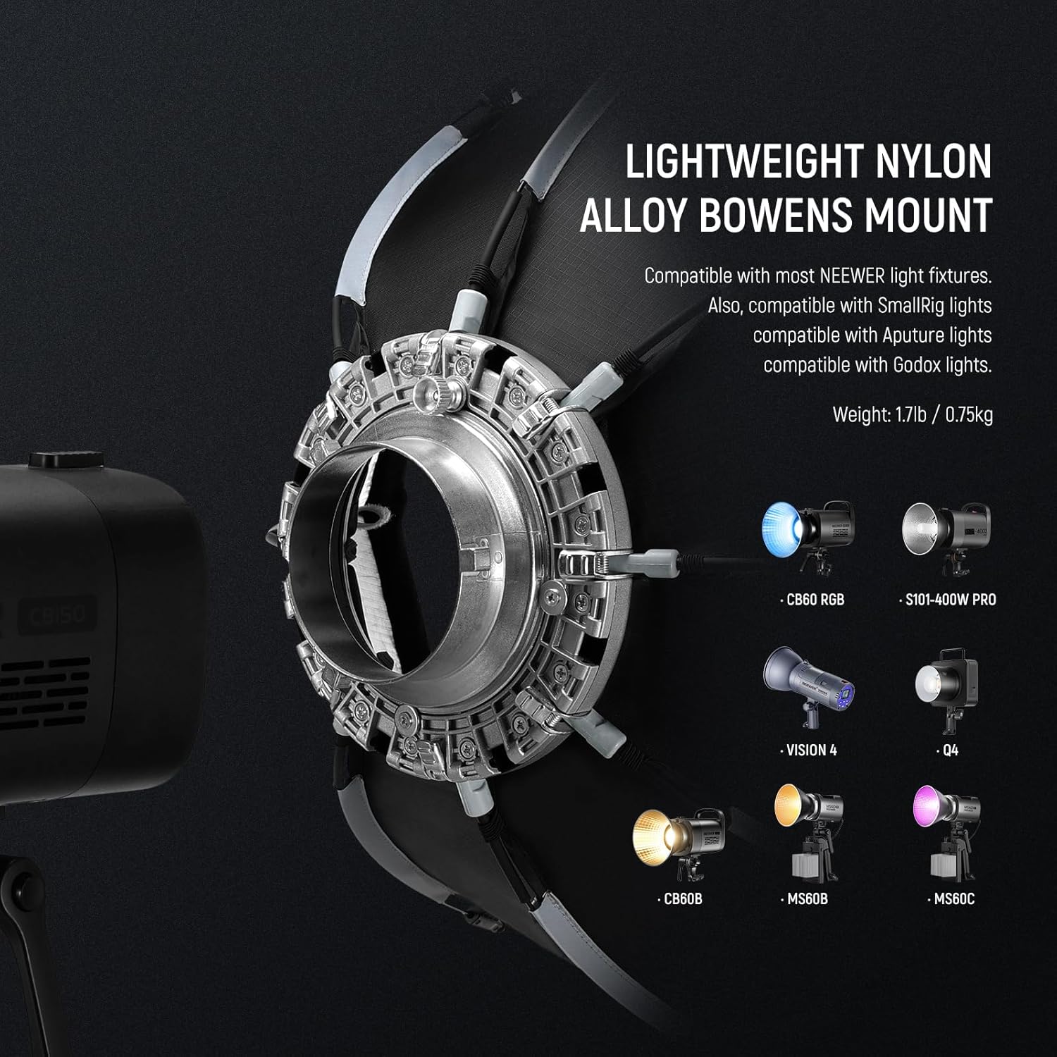 Detalle de NEEWER 22"/55cm Octagonal Softbox with Quick Release Bowens Mount and Honeycomb Grid (NS22P)