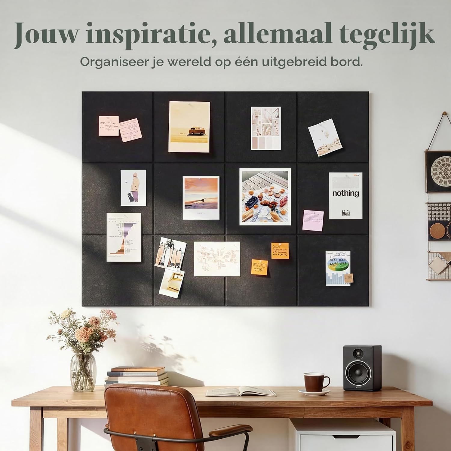 Detalle de Lifewit 25131 vilten prikbord 90 x 60 cm, zelfklevend, diepzwart