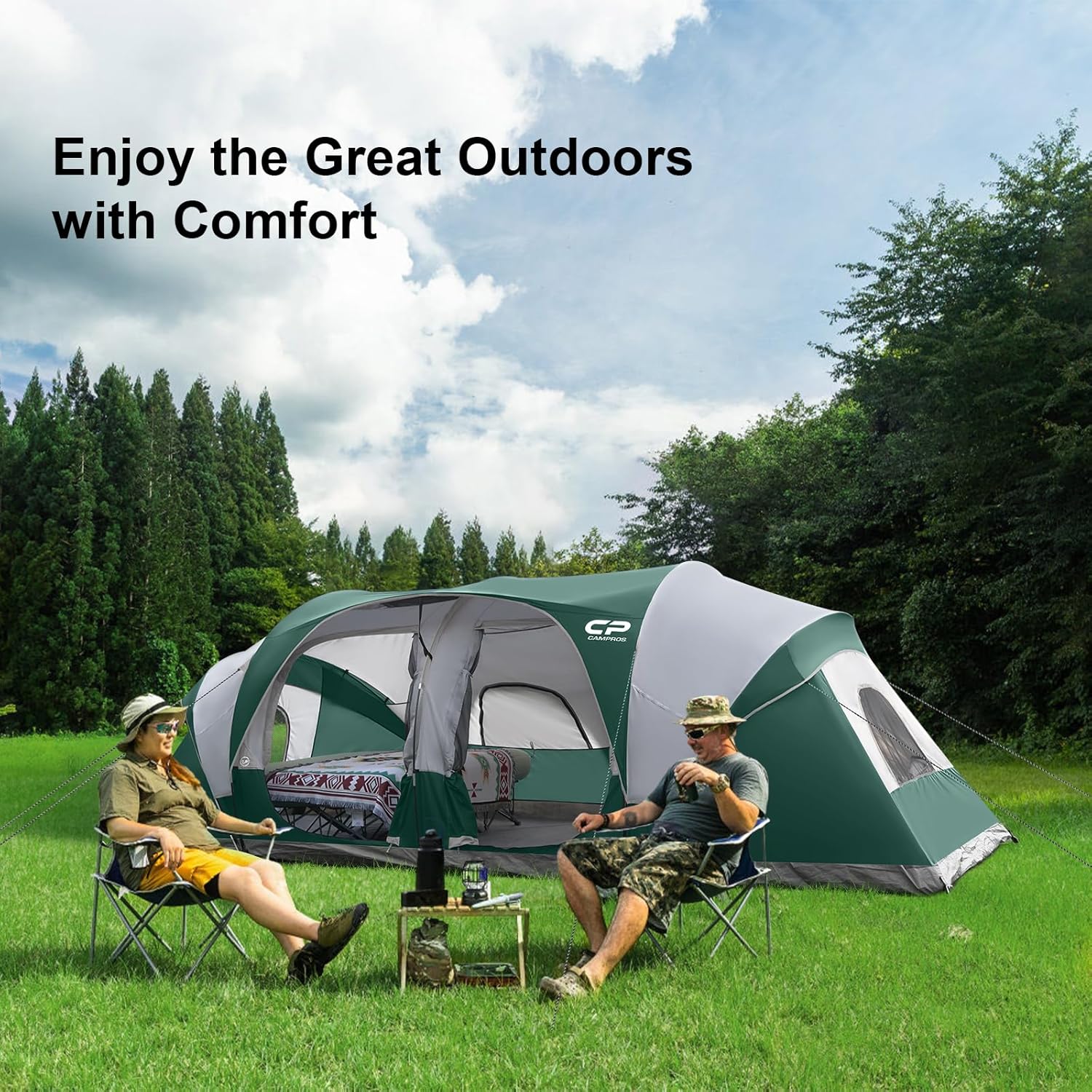 Thumbnail 5 de CAMPROS CP 12-Person Tent: 3-Room Family Cabin Tent with Top Rainfly, Waterproof & Windproof, 20' x 9' x 72" H
