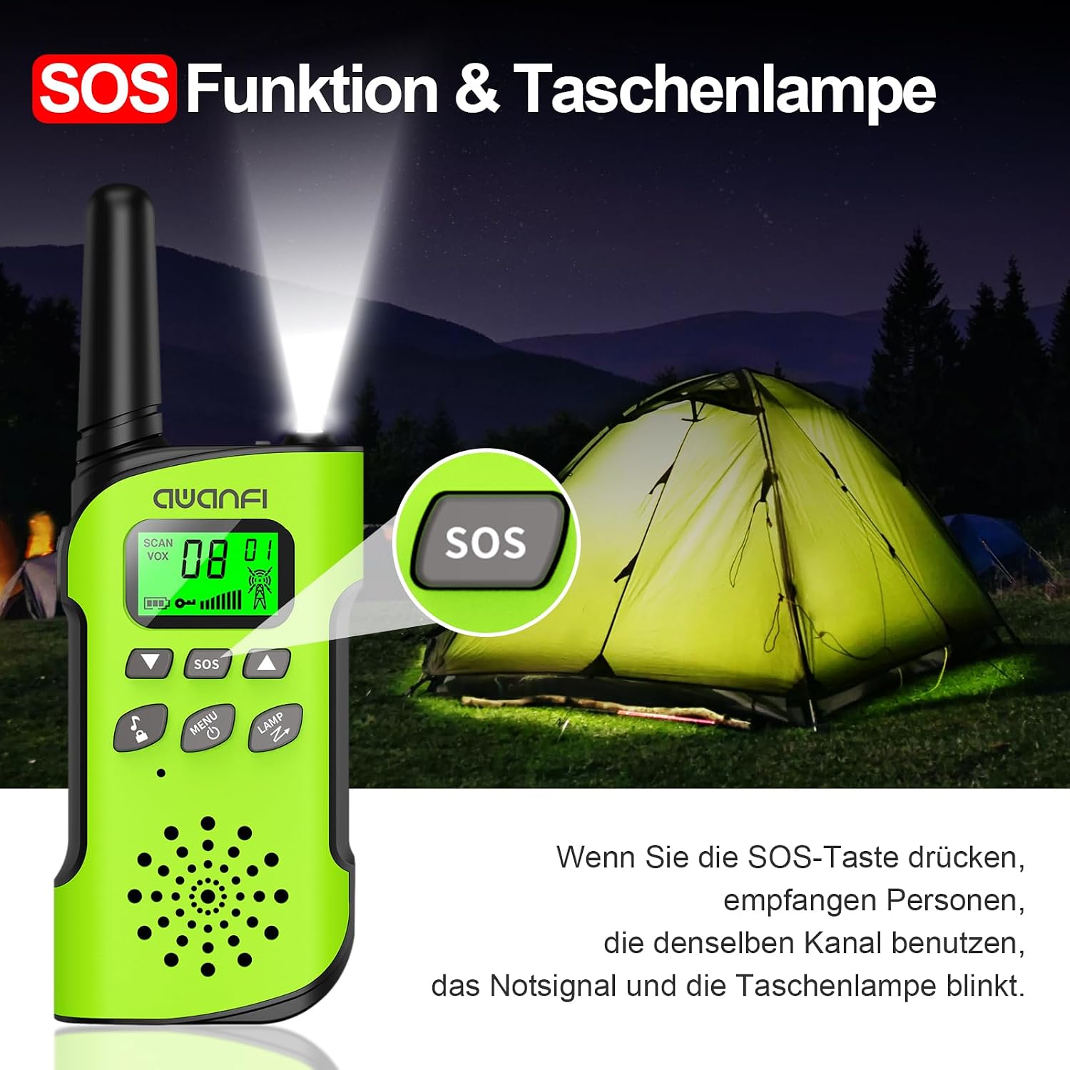 Thumbnail 5 de AWANFI Walkie Talkie Kinder 3 km Reichweite
