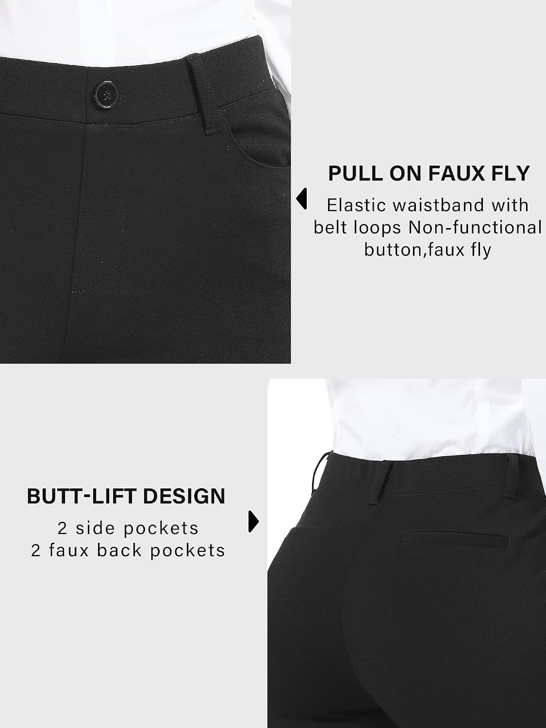 Detalle de Stelle Women Bootcut Dress Pants (28", 30", 32") with Pockets – Regular Length