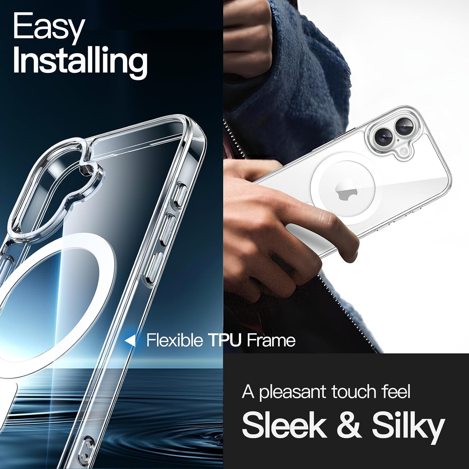 Thumbnail 5 de Jetech Cover magnetica per iPhone 16 da 6,1" compatibile MagSafe, trasparente antiurto