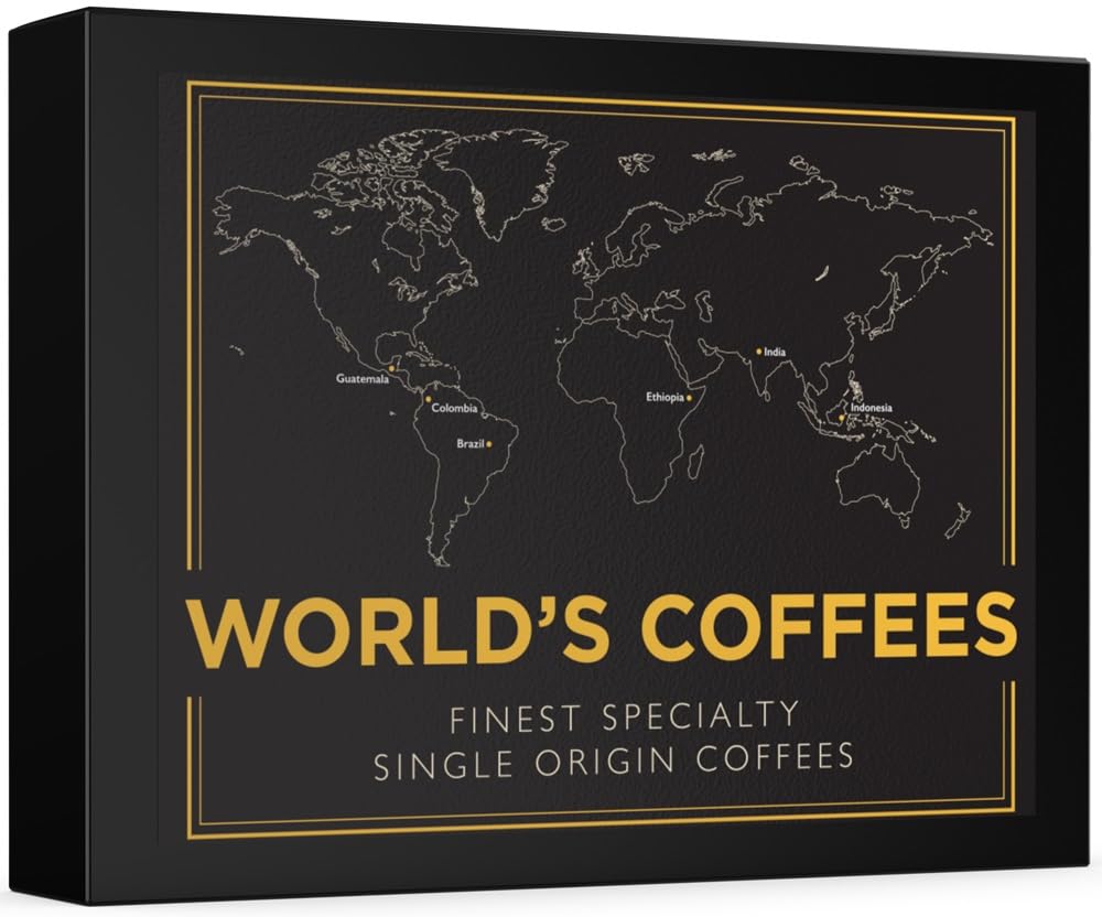 Detalle de Black Vibes Gemahlener Kaffee Geschenkset – WORLD'S COFFEES, 6 sortenreine Single-Origin-Kaffees, 300 g