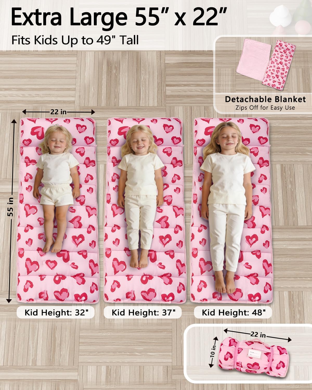 Detalle de Primlect Toddler Nap Mat with Pillow: Thick, Washable, and Ready for Naptime