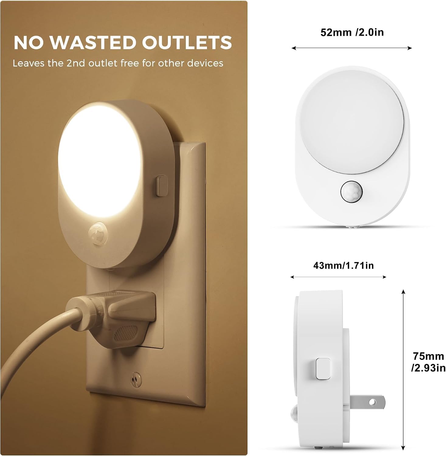 Thumbnail 5 de L LOHAS LED GY123US-3000K-2 Plug-In Motion Sensor Night Light, 2-Pack