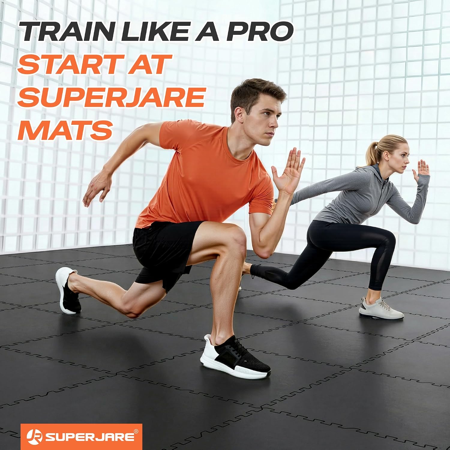 Detalle de SUPERJARE 0.56'' Thick 24 Pcs Interlocking Rubber-Top Exercise Mats