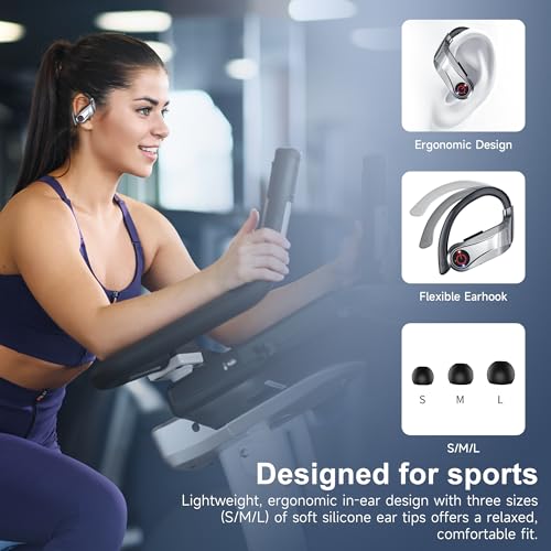 Detalle 1 de VNMN 2026 cuffie Bluetooth 6.1 Sport in-ear con ganci, display LED e IPX7