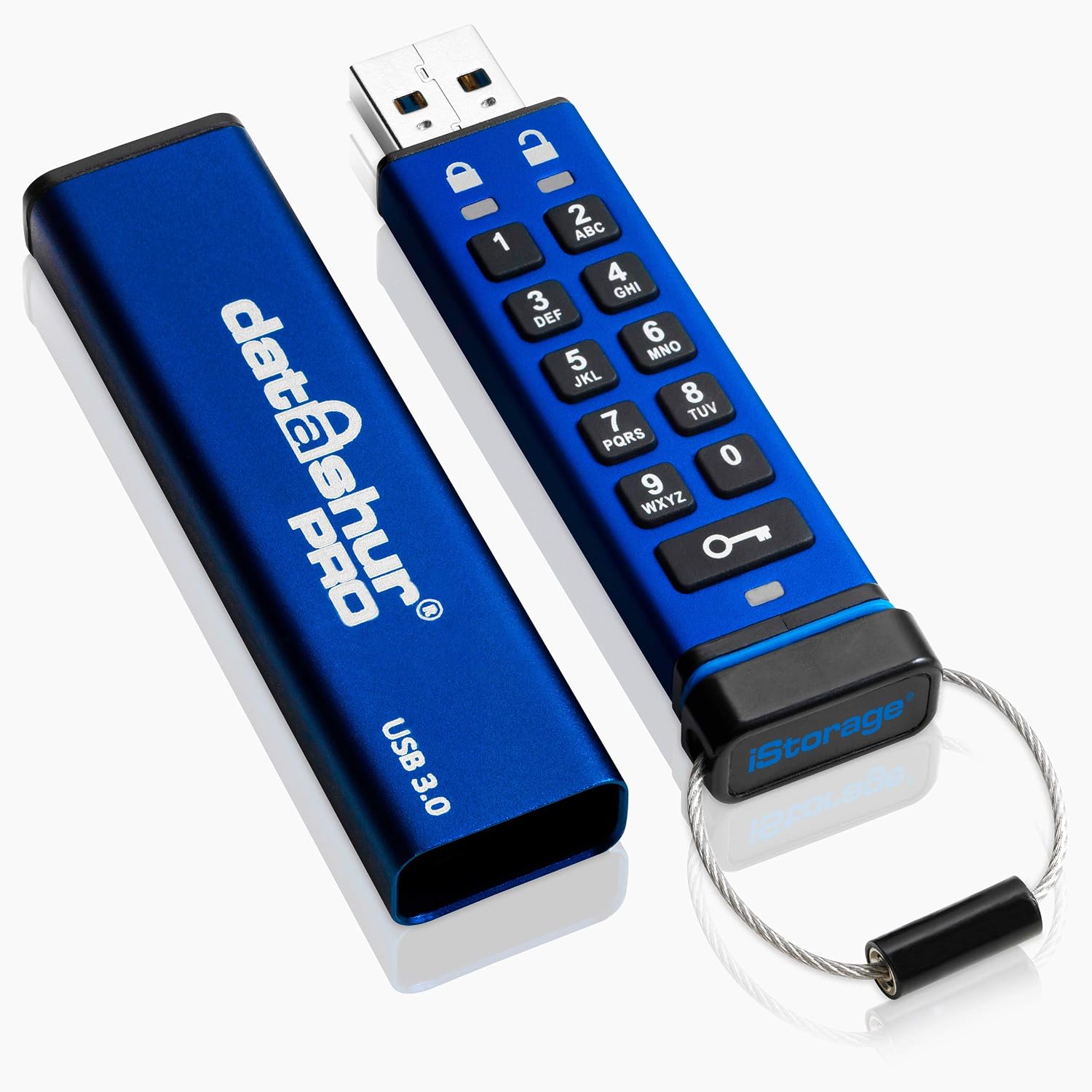 Detalle de iStorage datAshur PRO 64 GB – szyfrowana pamięć USB z PIN-em, AES-XTS 256-bit i IP57