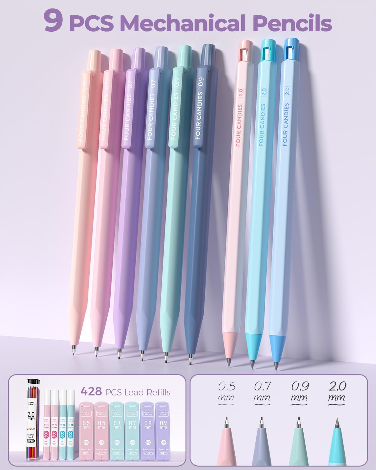Thumbnail 6 de Four Candies 56 PCS Aesthetic School Supplies Set with Pencil Case (Purple)