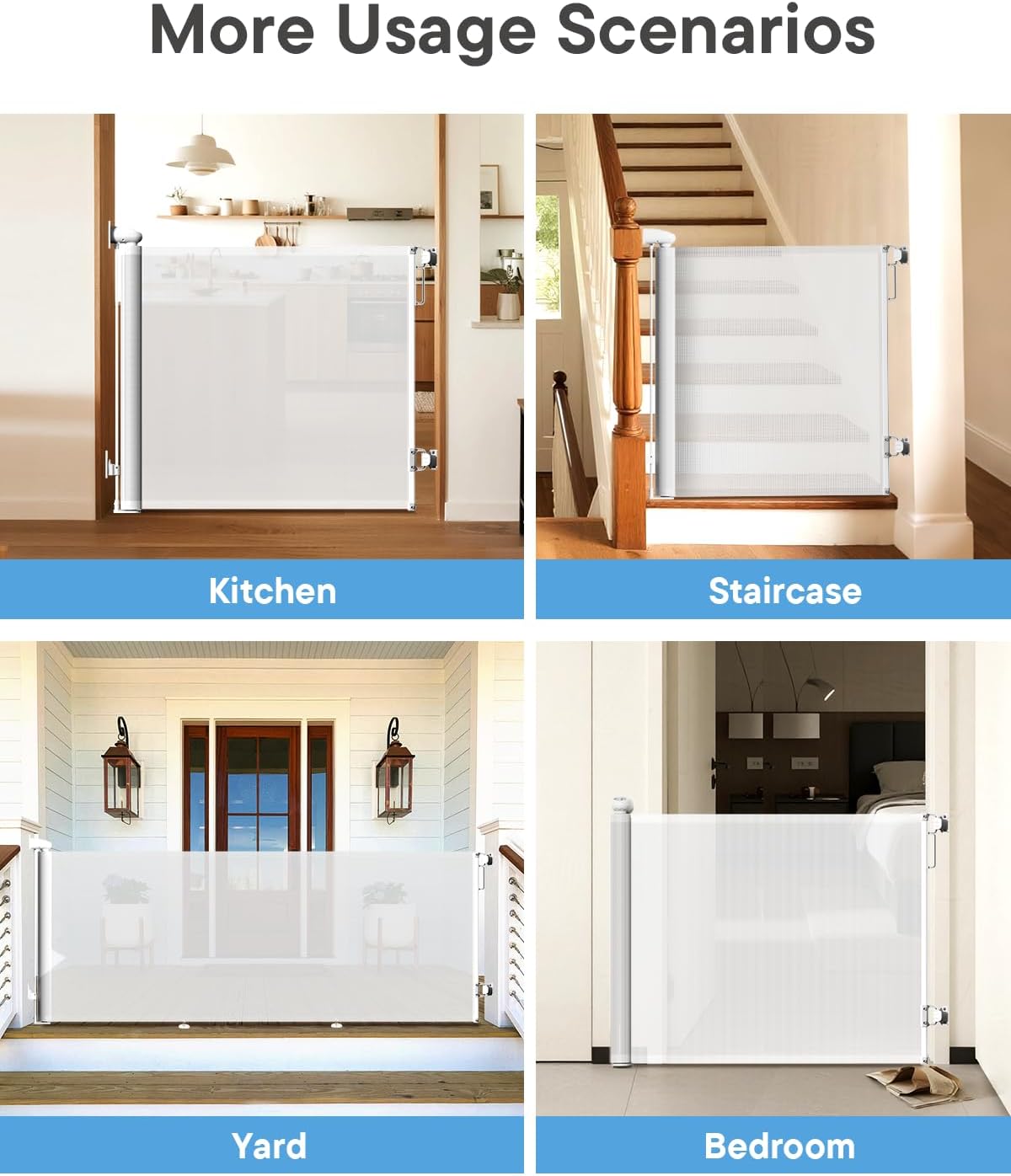 Thumbnail 6 de BBsecure SG025 Retractable Baby Gate, 71" Wide, 34" High, White