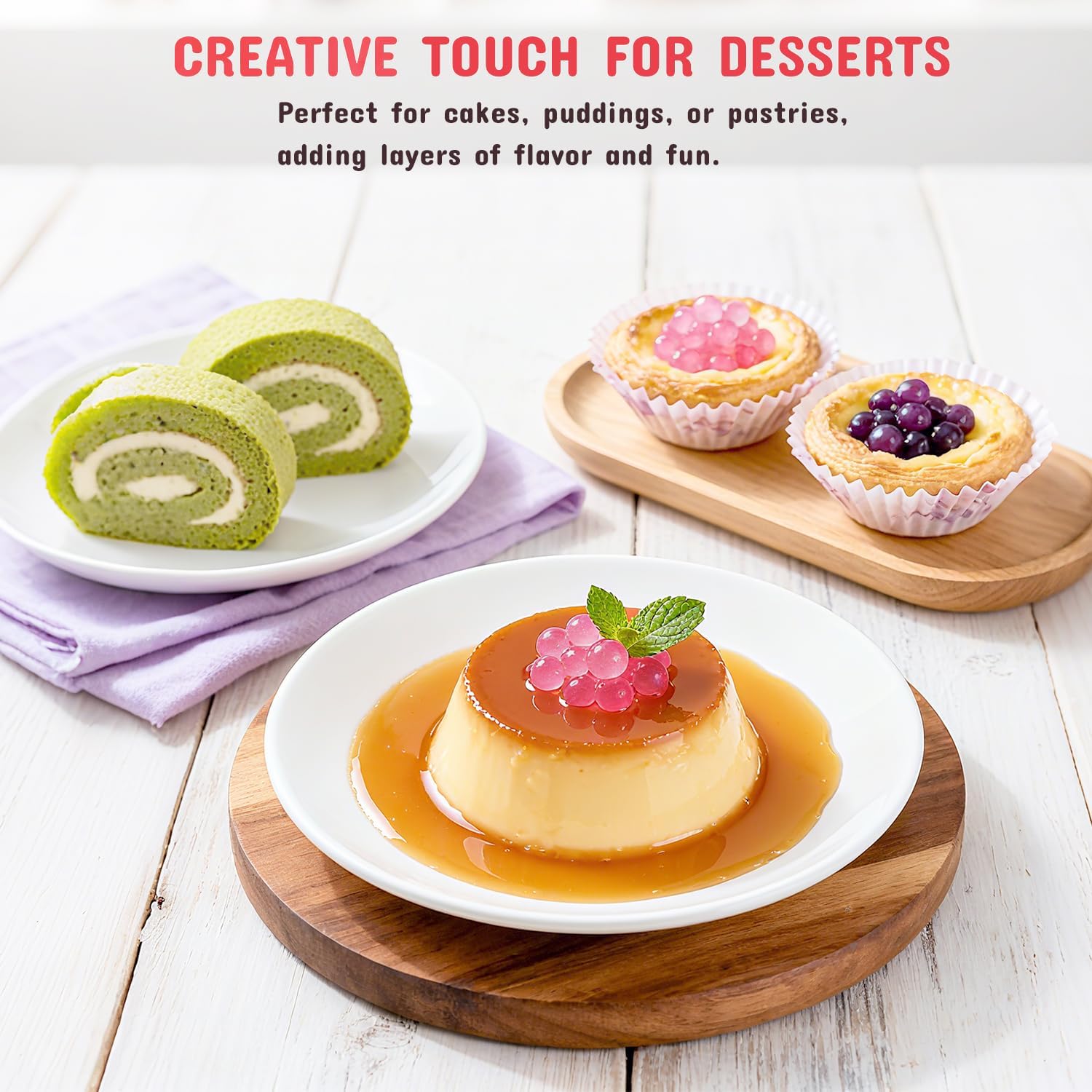 Thumbnail 6 de Soeos Peach Popping Boba, 550 g, Juice-Filled Pearls for Drinks and Desserts