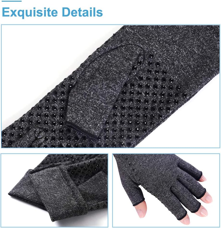 Thumbnail 3 de Donfri lot de 2 paires de gants de compression pour arthrite (mitaines) taille S noir