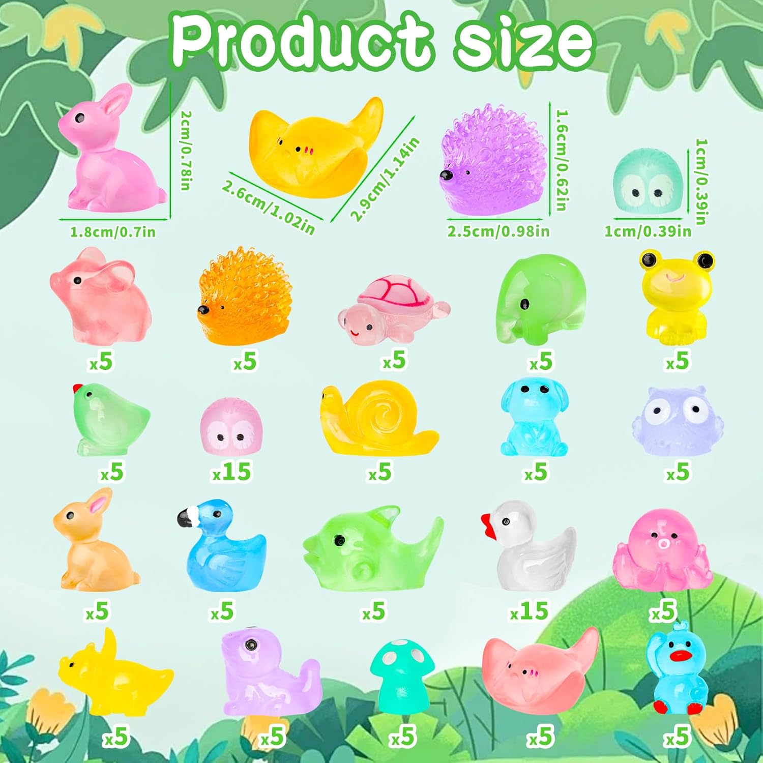 Detalle 2 de 120pcs Luminous Mini Resin Animals 🐣
