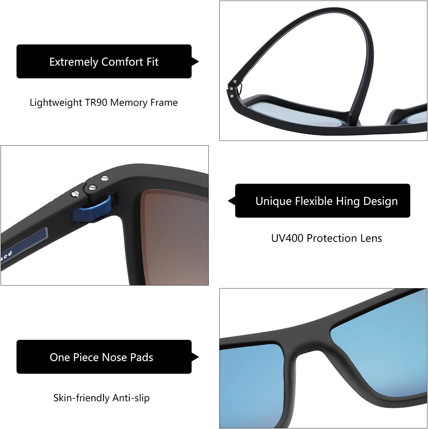 Detalle de ZENOTTIC Polarisierte Sonnenbrille Herren – Leichte TR90 Rahmen, UV400 Schutz