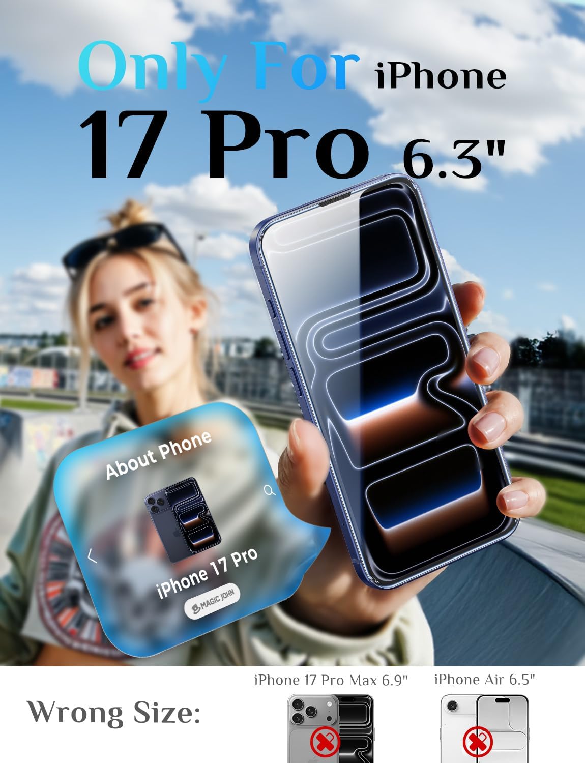 Thumbnail 3 de MAGIC JOHN 2 Pack iPhone 17 Pro 6.3" Screen Protector