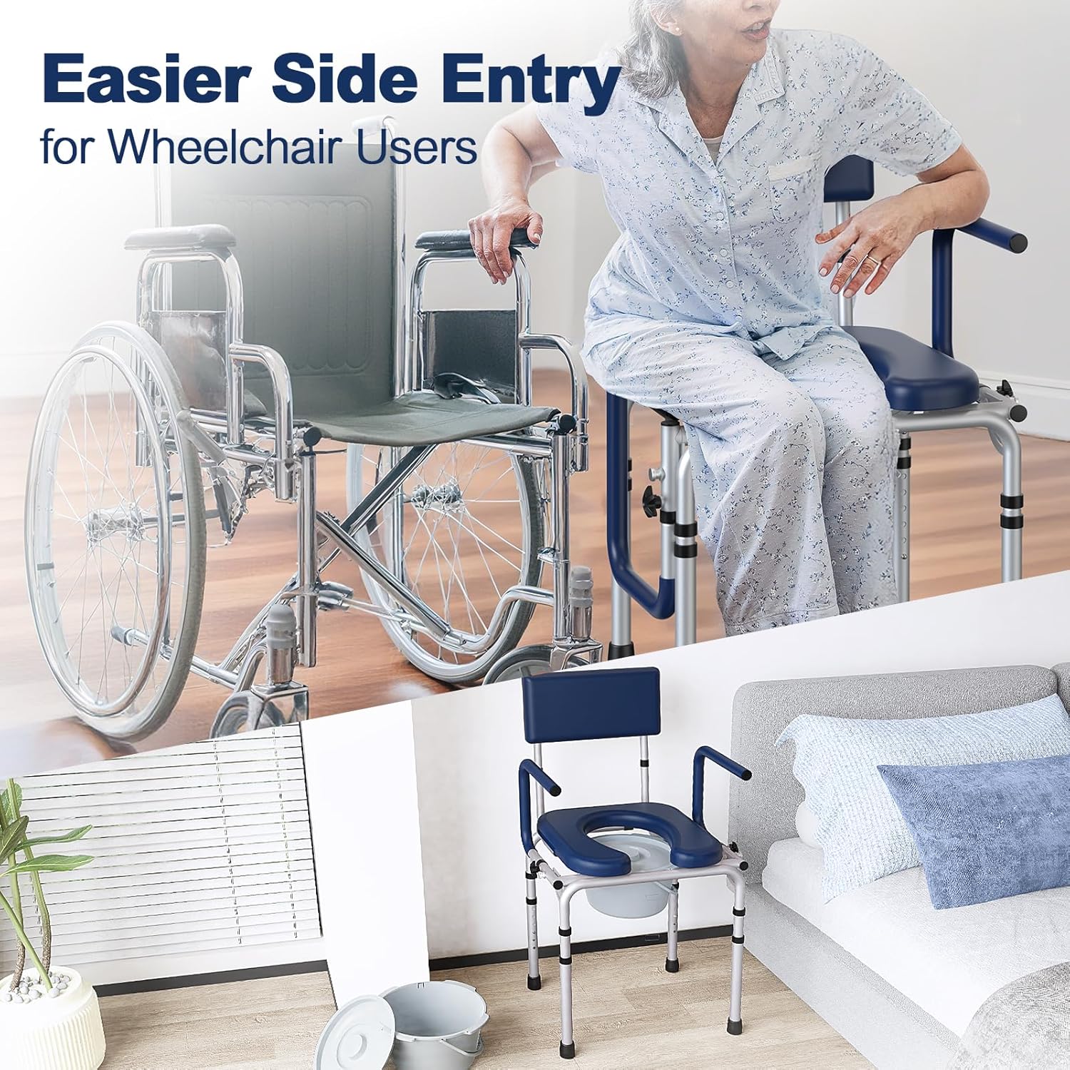 Thumbnail 6 de HolyHeal Drop Arm Bedside Commode: 3-in-1 Portable Toilet with Cushioned Comfort