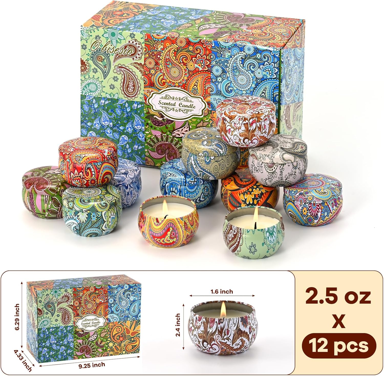 Thumbnail 5 de Obisesio Set Candele Profumate in Latta 12 Candele