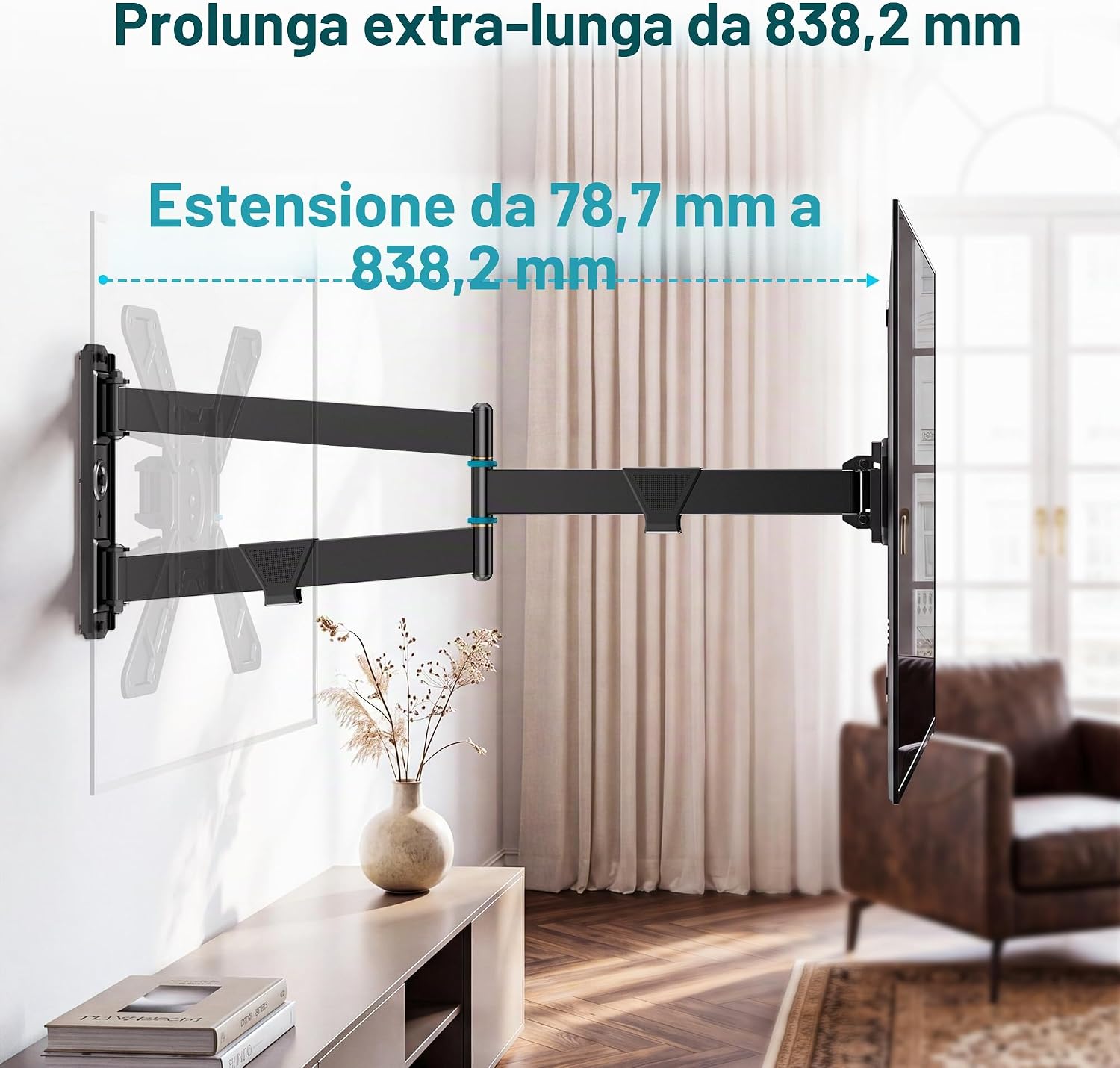 Thumbnail 3 de BONTEC Supporto TV da Parete per TV 32-75", Rotazione 90° e Braccio 838 mm | Portata 50 kg, VESA 600x400
